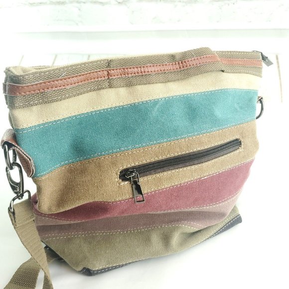 JellyYoo Womens Multicolor Colorblock Canvas Adjustable Strap Crossbody … - Picture 3 of 15